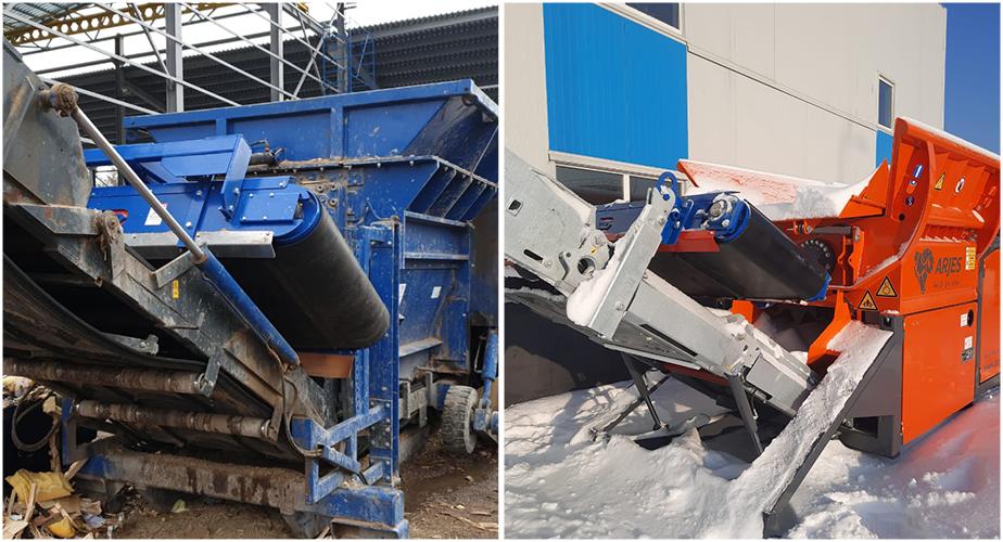 Mobile shredders and crushers equipped with suspended separators ERGA SuspendMag A with hydraulic motors